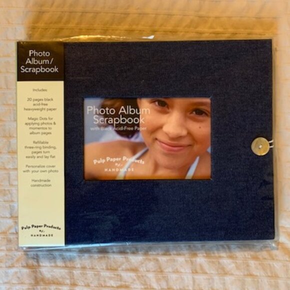 Denim Photo Album Scrapbook Handmade Pulp Paper Products NIP - Picture 1 of 4